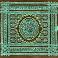 thumbnail image 1 of Ahgly Company Machine Washable Indoor Square Medallion Turquoise Blue Traditional Area Rugs, 4' Square, 1 of 4