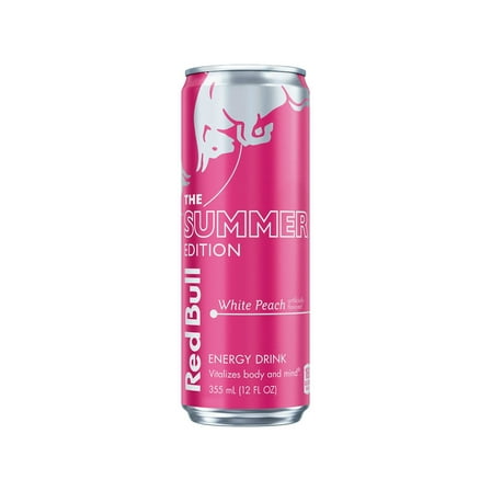 Red Bull Summer Edition Energy Drink, White Peach, 12 fl. oz. Can, (Packs of 6)