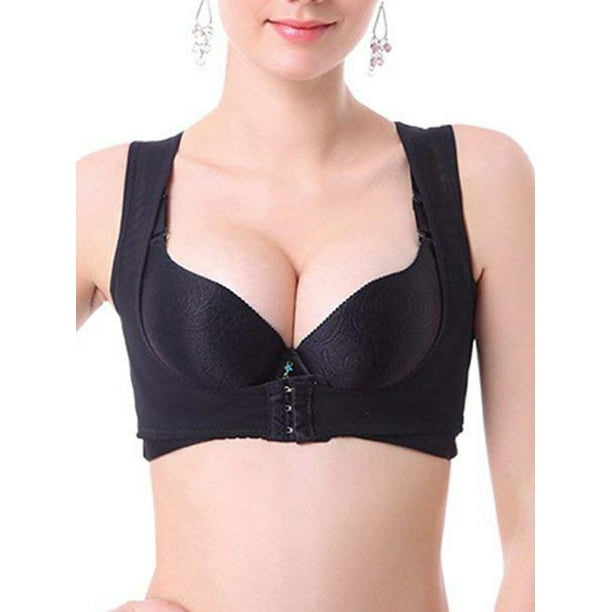 Lelinta Women Chest Supports Brace Push Up Bra Shape Corrector Prevent Chest Hunchback Posture Corset Bra X Strap Belt Band Vest Black Walmart Com Walmart Com