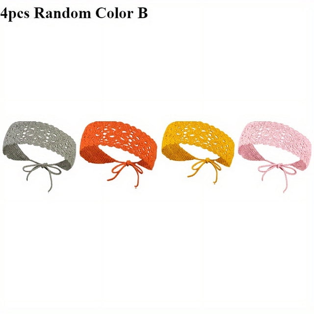 HLONK Ensemble de 4 Pcs/8 Pcs Attaches Cheveux Tricotées Couleur Unie Simple Style Rétro Tissu Doux Élégant Design à Bretelles Réglables pour Femmes