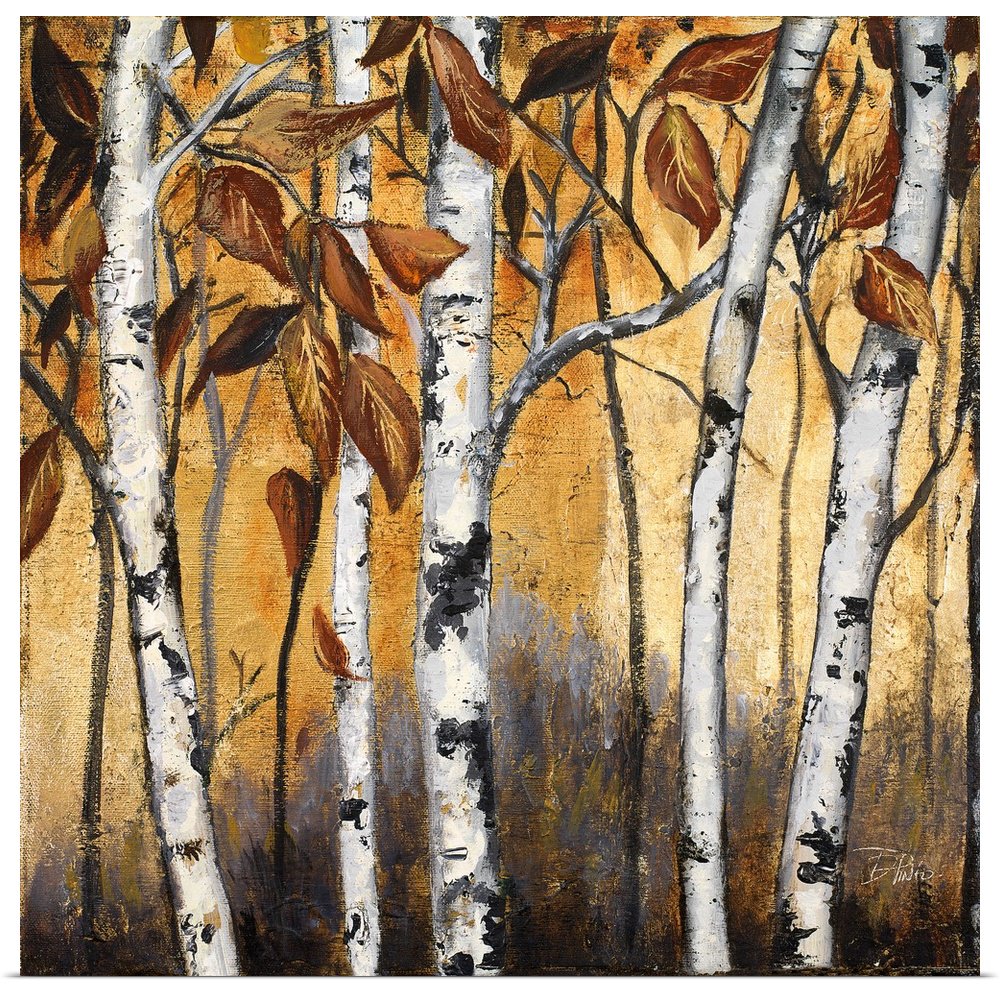 Great BIG Canvas "Birchwood Trees on Gold I" Art Print 30x30