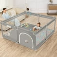 thumbnail image 4 of Baby Playpen, HDJ 47 inch Baby Playard with Storage Bag, Portable Baby Fence for Toddler, Kids Activity Center for Travel, Gray, 4 of 7