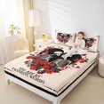 thumbnail image 4 of Manfei Gothic Skull Skeleton Twin Sheet Sets,Romantic Valentine Day Twin Fitted Sheet,Red Flower Floral Flat Sheet For Girl Boys,Super Cozy Room Decor,3-Piece, 4 of 7