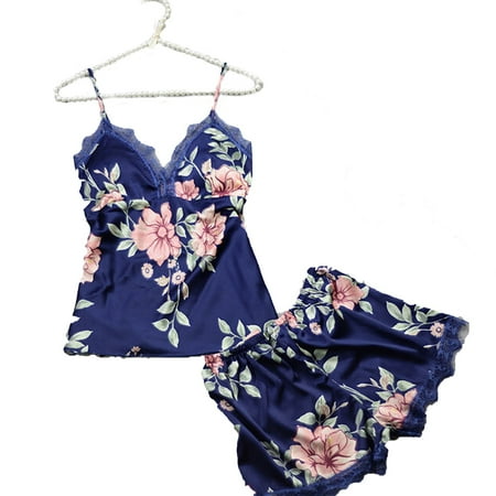 

qucoqpe Pajamas for Women Sweetness Cami Set Lace Camisole Lingerie Nightwear Sexy Pajamas Lounge Sets