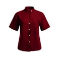thumbnail image 5 of Linen Shirts for Women Short Sleeve Band Collar V Neck Button Up Summer Blouses Business Casual Office Work Shirts, 5 of 5