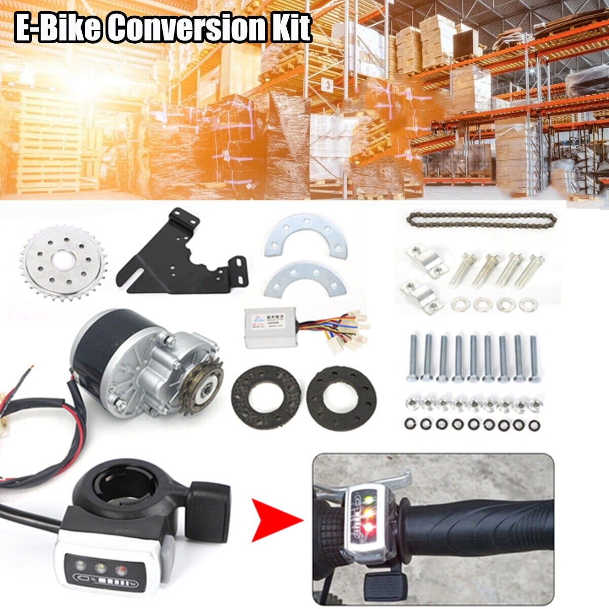 Electric Bike Drive Motor Kit 24V Left Side Mountain E-Bike Conversion Thumb Kit