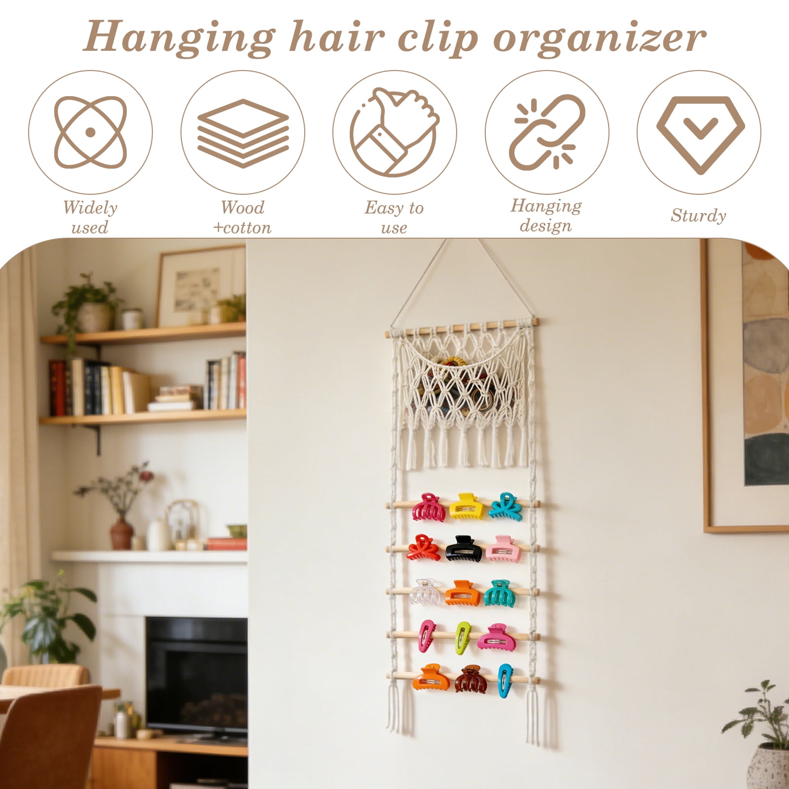 Hair Claw Clip Holder Wall Hanging Hair Ties Organizer Decorative Bow Organizer Practical Accessories Storage for Nursery Toddler Girls Room