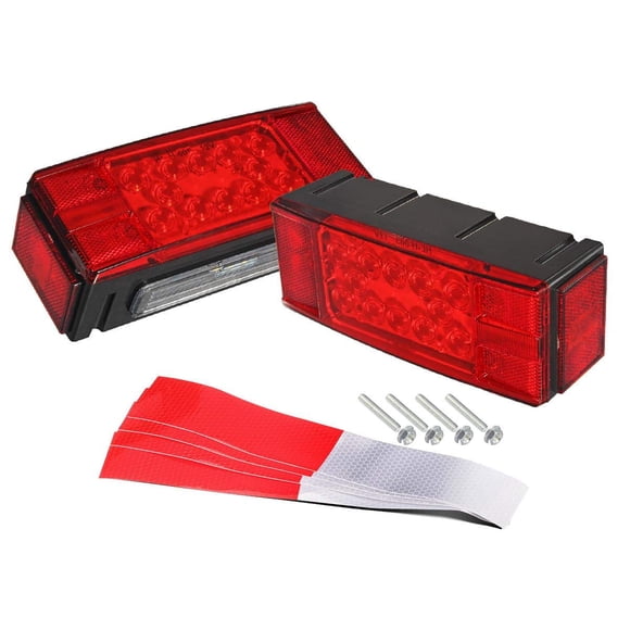 Partsam 12V LED Low Profile Waterproof Rectangular Trailer Light Kit, Waterproof LED Combination Trailer Tail Light Kit Stop Brake License