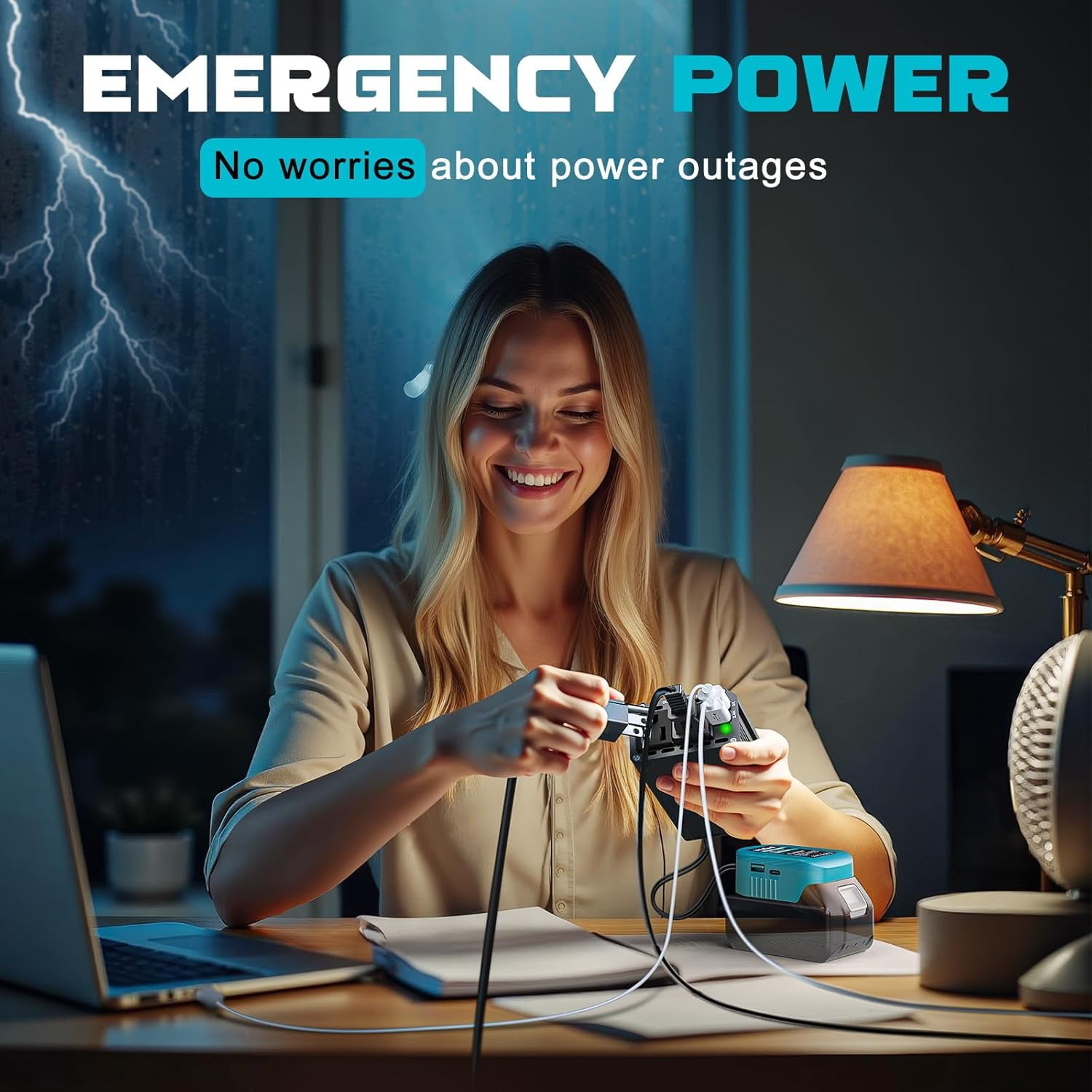 Power Inverter Compatible with Ma*kita 18V Battery, DC 18V to AC 110V Portable Power Station Generator with 2 AC Outlets & 1 Type-C PD 65W & 1 USB A 18W Max for Emergency Power