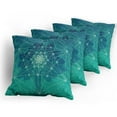 thumbnail image 5 of Ambesonne Teal Throw Pillow Cover 4 Pack, Tree with Shapes, 20", Petrol Blue Green, 5 of 7