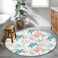 thumbnail image 4 of Teal Sea Turtle Starfish Round Area Rugs 3 ft, Summer Beach Coral Shell Watercolor Washable Small Area Rug with Non-Slip Sturdy Edge Binding Round Front Door Mat Floor Carpet for Entryway, 4 of 9