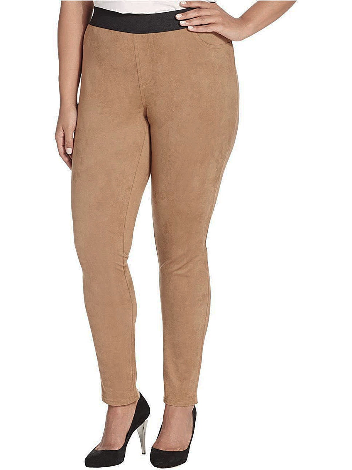 INC Women's Plus Faux Suede Slim Leg Leggings Pants 20w Bronzed Camel