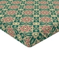 thumbnail image 2 of Ambesonne Eastern Fitted Sheet, Mosaic Florets Chevron, Twin XL Size, Forest Green Pale Pink, 2 of 3