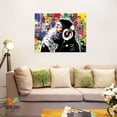 thumbnail image 3 of HFDF Large Graffiti Wall Art Colorful DJ Monkey Chimp Poster Pictures for Living Room Decor, Street Art Canvas, Modern Artwork 18x12inch Framed, 3 of 7