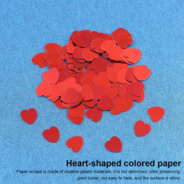 Papier Déchets Mini Forme de Coeur Matière Plastique Confettis Bon Lustre Brouiller Assortiment Forme Résistant pour la Décoration de Fête Rouge Sliver10mm
