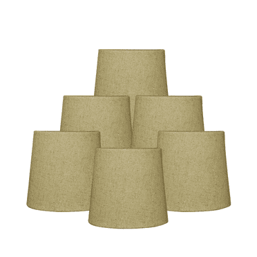 Set of 6 Sand Linen Drum Chandelier Clip-On Lampshade 4x5x5