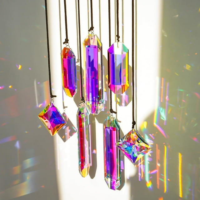 Set de 7 prismas de colores AB de Sun Catcher Crystals HDCRYSTALGIFTS