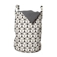 thumbnail image 1 of Abstract Laundry Bag, Repetitive Symmetrical Oriental Drop Shapes Monochrome Design Pattern, Basket with Handles Drawstring Closure for Laundromats, 13" x 19", Champagne and Black, by Ambesonne, 1 of 4