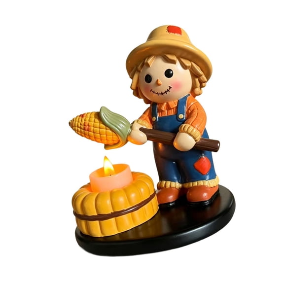 freneci Halloween Tealight Holder Cute Small Candle Holder with LED Tea Light Resin Figurine Indoor for Holiday Office Tabletop Decor Style A
