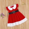 thumbnail image 4 of Douhoow Toddler Girl Christmas Dress Winter Red Velvet Knee Length A-Line Dress, 4 of 8