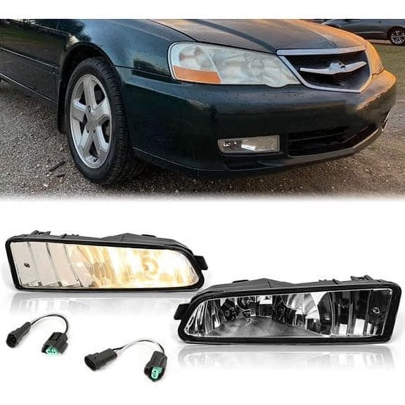 Kojem Front Bumper Driving Fog Lights Lamps Pair w/ Bulbs Fits 2002-2003 Acura TL 3.2L Sedan Replacement for AC2592104 , AC2593104, 33951S0KA12 , 33901-S0K-A12