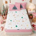 thumbnail image 4 of Manfei Christmas Tree Zipper Twin Comforter Sets with Fitted Sheet and 2 Pillowcases Green Zipper Bedding Set, Green White, Xmas Reversible, 4 of 7