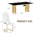 thumbnail image 4 of LiviNest Modern Dining Table Set: 6-Piece Glass Table & PU Chairs - Black Marble Pattern & Gold Metal Legs for Small Apartments & Vacation Rentals - Easy Assembly & Space Saving Design, 4 of 6