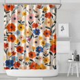 thumbnail image 2 of Floral Shower Curtain Watercolor Botanical Bathroom Decor Rustic Flower Design Fabric Bath Curtain for Tub Country Style Home Accessories with Hooks，84x72in(210x180cm), 2 of 5