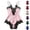 Pink, variant on MOJOGO Lace Romper for Women Satin Deep V High Cut Sleep Bodysuit Soft Thin Strap Nightwear Pink S