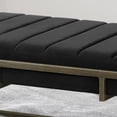 thumbnail image 6 of Upholstered Velvet Ottoman Bench with Brass Finish, Black, 6 of 9