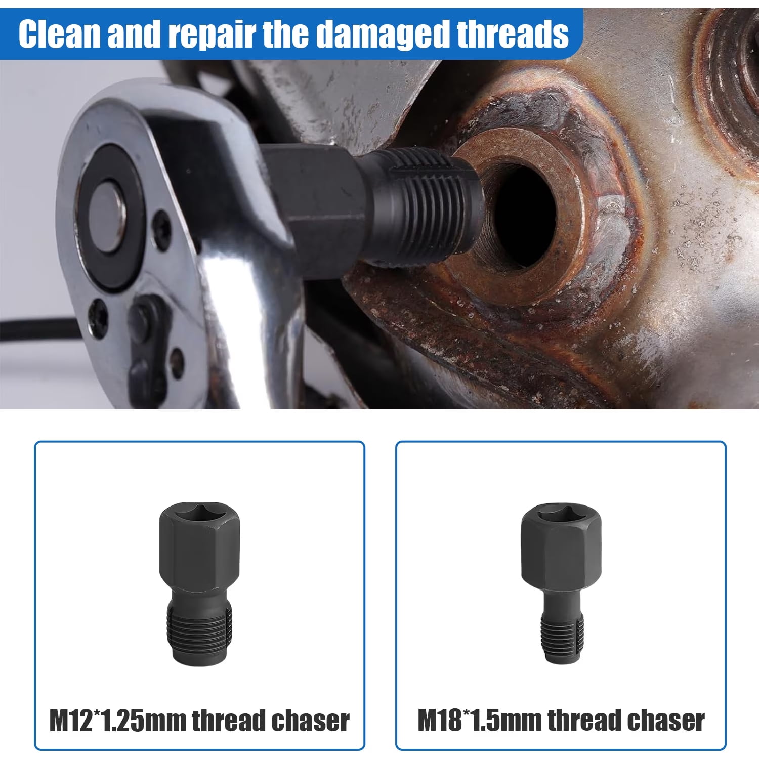 5PCS O2 Sensor Socket,Automotive Tool Oxygen Sensor Socket Set Wrench Remover Tool and Thread Chaser Set,Car Accessories O2 Oxygen Sensor Socket Set for Removing and Install Oxygen Sensors