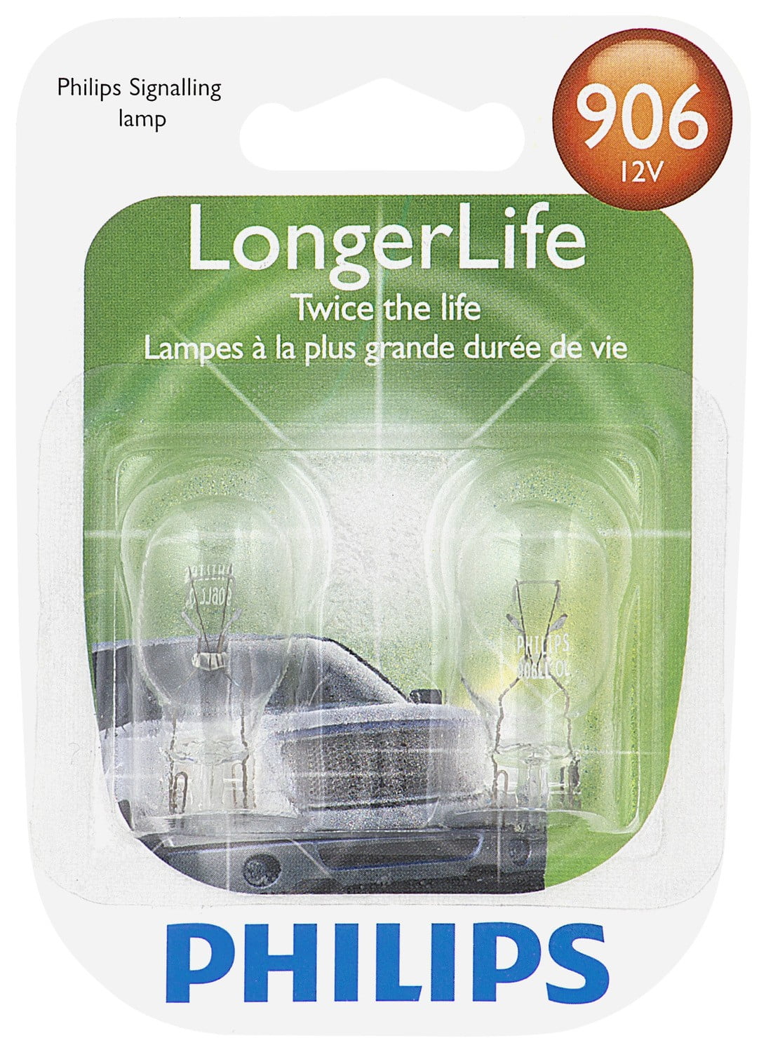 Philips Longerlife Miniature 906Ll, Clear, Push Type, Always Change In Pairs!