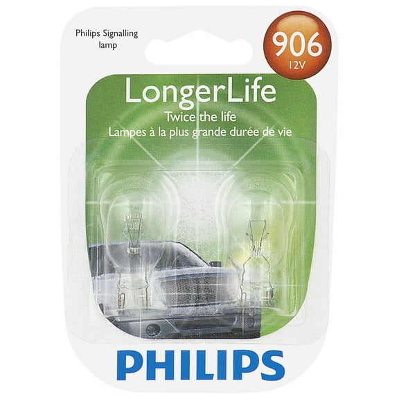 Philips Longerlife Miniature 906Ll, Clear, Push Type, Always Change In Pairs!
