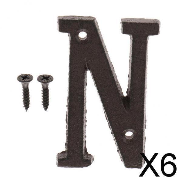 Paquete de 4-6 placas de puerta DIY creativas de hierro fundido, etiqueta de letra, letrero, decoración de pared 6 piezas