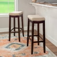 thumbnail image 6 of Linon Claridge Backless Wood Bar Stool, 32.25" Seat Height, Dark Walnut Finish with Beige Linen Fabric, 6 of 9