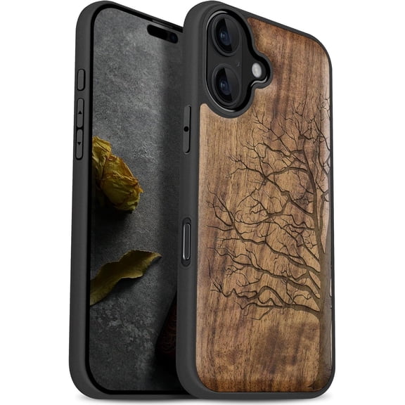 Case for iPhone 17 Case, Artisan Printed & Black Soft TPU Shockproof Cover, The Bare Tree, Walnut