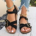thumbnail image 4 of Women's Adjustable Buckle Sandals, Cork Footbed Women's Summer Sandals, Open Toe Casual Walking Sandals, Women's Buckle Strap Sandals Cork Footbed Open Toe Adjustable Casual Summer Shoes, Black 5.5, 4 of 6