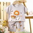 thumbnail image 2 of kpoplk Toddler Baby Boy Summer Outfit Infant Short Sleeve Hunting Fish Embroidery Tops Shorts 2pcs Set Kids Cute Clothes(Grey,2-3 Y), 2 of 4