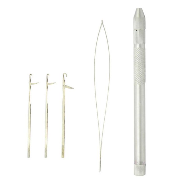 1 Uds. Portaagujas de bucle 2 en 1 con 3 uds. Agujas soporte de ganchillo de aluminio gancho de aguja para trenzado de cabello y Kit de gancho de pestillo