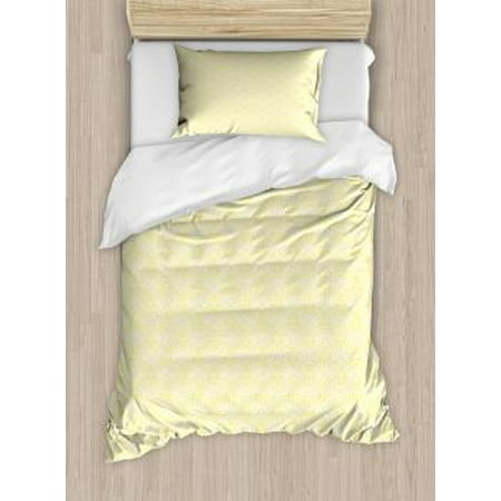 Art Deco Twin Size Duvet Cover Set Fluffy Aster Flower With Large