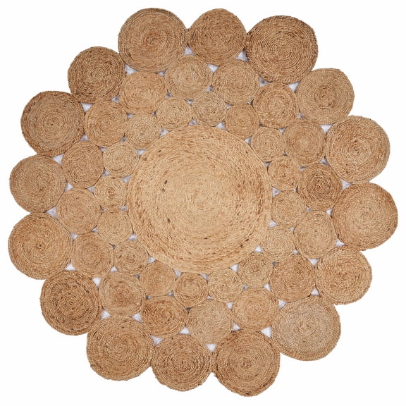 Harlow Hill Cora 6' Round Natural/Brown Solid Hand Braided Reversible Jute Indoor Area Rug