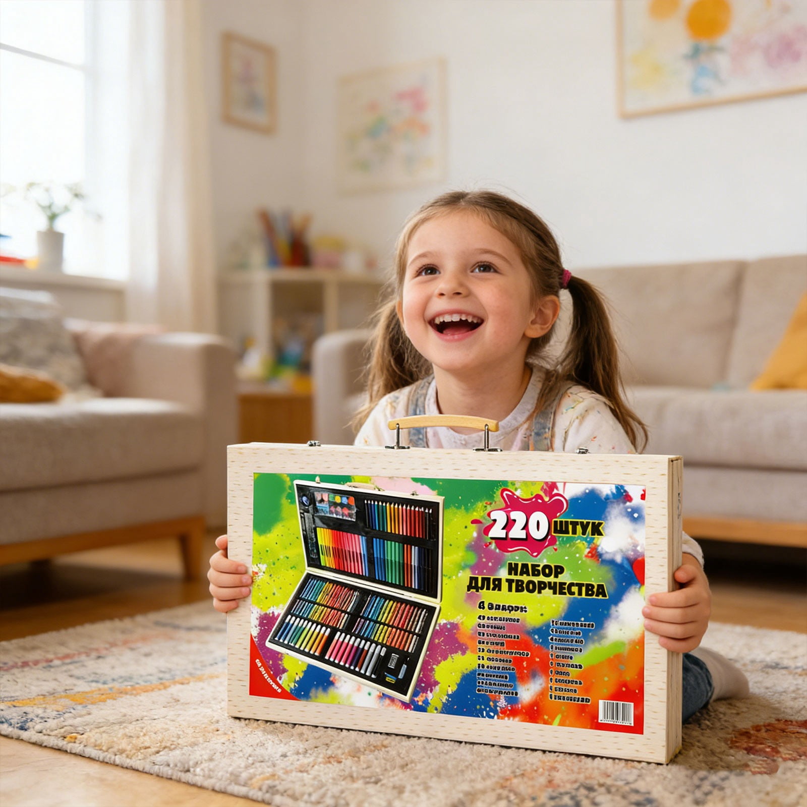 CMrtew 220-Piece Art Kit for Kids Ages 6-12, Drawing Set with Oil Pastels, Crayons, Watercolor Cakes - Art Supplies Gift Case for Boys Girls (6-8 8-12 Year Old)