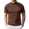 thumbnail image 2 of BRANROY Summer Tops for Men - Trendy True Classic Tees Men Style, Mens Shirts Short Sleeve Mock Turtleneck Stretchy Daily Pullover,Brown,2XL, 2 of 7