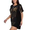 thumbnail image 3 of Womens Pajama Sets With Pocket, Black and Gold Fire Dragon Lounge Sets Short Sleeve Sleepwear PJ Sets for Women, 3 of 6