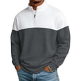 thumbnail image 2 of BVnarty Men's Color Block Quarter Zip Stand Collar Loose Sweatshirt, Athletic Pullover for Mild Autumn Sports Wear and Multi-Occasion Daily Layering Dark Gray XXXL, 2 of 8