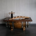 thumbnail image 3 of Barrel Coffee Table With Removable Glass Top - Wine/Whiskey/Bourbon Barrel Storage Table - Rustic Furniture, 3 of 6