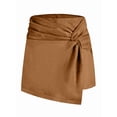 thumbnail image 5 of Faux Suede Mini Skirt Fall Winter Bodycon Short Suede Mini Skort for Women Khaki M, 5 of 9