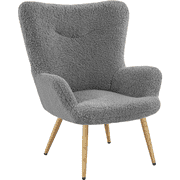 Renwick Modern Boucle Accent Chair with Wood-tone Metal Legs,Gray
