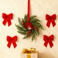 thumbnail image 4 of Yucurem Small Christmas Wreaths for Kitchen Cabinet, Christmas Pine Needle Red Berry Wreath with Ribbon for Xmas Table Centerpiece Front Door Window Stair Decor, 4 of 6