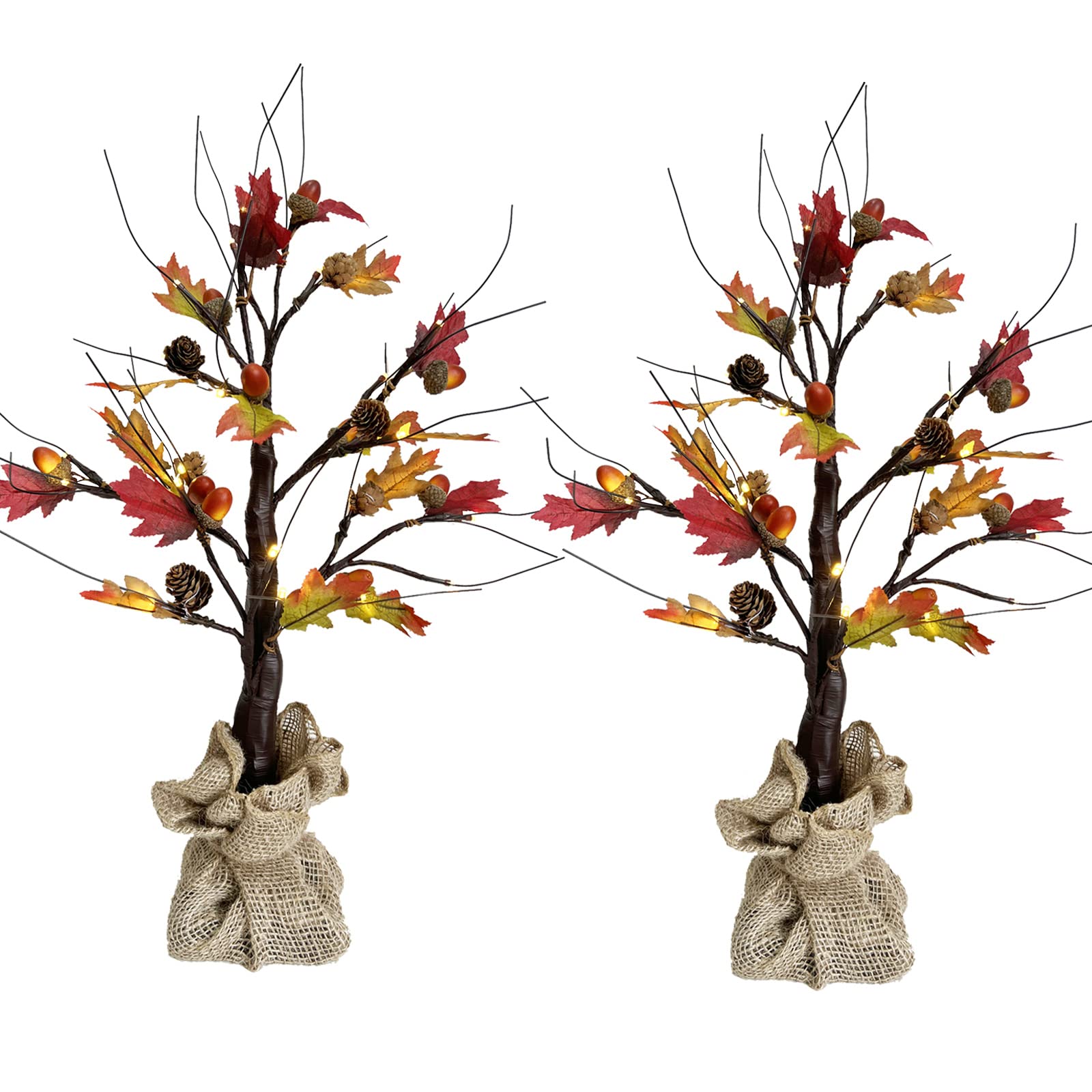 Autumn Tree Light Up Tmer ] 2 Pack 22 Nch Prelt Lghted Maple Tree Fall ...